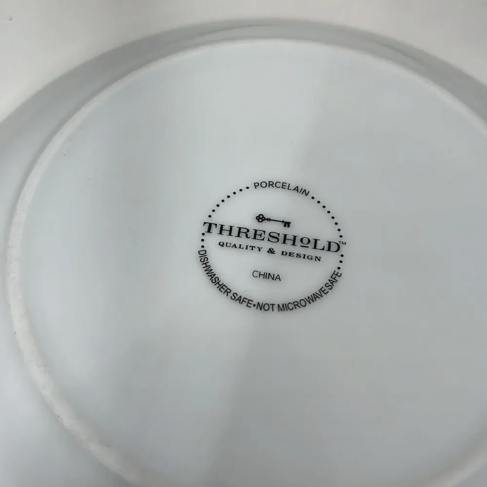 Target Threshold Christmas Appetizer Plates Set 4 White Gold Trim 6 1/2 In Round